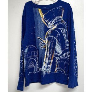 Gap Boys Star Wars Long Sleeve T-shirt Size L Blue R2-D2 C-3P0 Graphic Tee Shirt